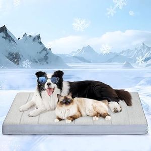 ZAKAPAWS Cooling Dog Bed for 2X Large Dogs - Orthopedic Pet Beds with Memory Foam, QMAX>0.5, Waterproof Removable Washable Cover for Hot Weather, Grey, 47" L x 29" W x 3" H