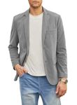 Elegancity Mens Blazer Suit Jacket Smart Casual Slim Fit Corduroy Jackets Coat Lightweight 2 Button Suit Blazers with Pockets (Grey, X-Large)