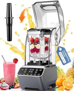 MOGAN Commercial Blender with Sound Shield, 2200W Professional Quiet Smoothie Blender for Kitchen & Restaurant, DIY Programmable Heavy Duty Industrial Mixer, 65oz, 10-Speed, 6 Blades