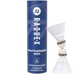 Raquex Badminton Shuttlecocks - Yellow/White, Tube of 6 - All Natural Cork Shuttlecocks, Nylon Feathers - Three Speed Options – Indoor Outdoor Durable Badminton Shuttles (77, White)