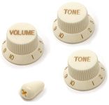 Vintage Forge Parchment Guitar Control Knobs (1 Volume, 2 Tone, 1 Switch Tip) for Fender Strat Style Electric Guitars Fits USA (Imperial) Split Shaft Pots STKUS-PAR