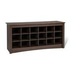 Prepac Shoe Storage Cubbie Bench, Espresso