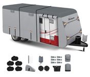 Xenjum RV Cover 27-30 ft, 7 Layers Heavy Duty Travel Trailer Cover, Snowproof & UV Resistant Motorhome Camper Cover with Gutter & Tongue Jack Covers