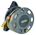 HOZELOCK - Wall-Mounted 30m Hose Reel with 15m Hose : Easy-to-install Wall-mounted Hose Reel with Handle, Complete with Hose Guide, Nozzle, Fittings and Accessories [2422R0000]