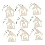 OFFSCH 20pcs Pendant Kids Arts and Crafts Decorations for Home Wooden Decor Craft for Kids Birth of Jesus Hanging Decor Nativity Scenes Wood Ornaments Festival Gift Wood Pendant Hollow