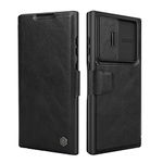Nillkin for Samsung Galaxy S23 Ultra Wallet Case with Card Holder and Camera Cover, PU Leather Case with Magnetic Flip Cover, Card Slot, Slide Camera Protection (6.8 inch) - Black