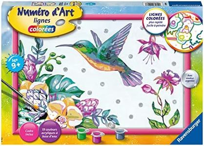 Ravensburger – Numéro d’Art grand format – Colibri et fleurs exotiques – Loisir créatif – Kit de peinture par numéros – Activité détente et créative – Dès 7 ans – 20098 – Version française