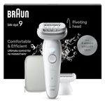 Braun Silk-épil 9 Epilator with Pivoting Head, Braun Epilator for Women, Easy Hair Removal Device, Women's Electric Shavers, Wet & Dry,Lasting Smooth Skin, with Lady Shaver Head & Trimmer Comb EU Plug