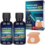 Toenail Fungus Treatment Liquid and Patches: Fast Acting Kit for Nail Repair - Extra Strength Solution for Damaged Thick Discolored Cracked Nails - Overnight Toe Finger Nail Renewal Patch