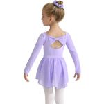 Naiyafly Girls Ballet Dress Kids Dance Leotard Costume Toddler Long Sleeve Ballet Dance Dress Outfit Gymnastics Dance Leotard with Chiffon Skirt