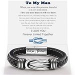 BABORI Gift for Men Birthday Anniversary Christmas Gift Idea Mens Braided Cuff Bracelet Love Knot Leather Bracelet for Man Son Boyfriend Husband Boyfriend Brother Grandson, 9 Inches, Metal, no gemstone