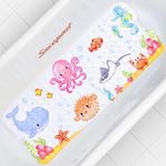 Baby Bath Mat for Tub for Kids, 40 X 16 Inch Non Slip Cartoon Bath Tub Shower Mat Anti Slip with Drain Holes and Suction Cups Machine Washable