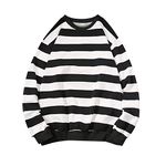 Oversized Sweatshirts for Women Striped Preppy Clothes Fall Teen Girls Outfits Fashion Color Block Crewneck Pullover, A01-white, Medium