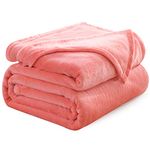 NANPIPER Throw Blanket Ultra Soft Thick Microplush Bed Blanket-All Season Premium Fluffy Microfiber Fleece Throw for Sofa Couch(Twin Size 65" x 80",Living Coral)