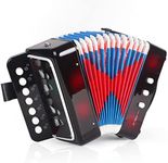 Accordion, Kids Accordion with 10 Keys Button Accordion Toy for Children Toddlers Beginners Lightweight and Environmentally-friendly (10-key Black)