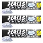 Halls Extra Strong, Clearing Menthol Original Flavour Cough Sweets 33.5g (Pack of 3 Bars) Soothing Sore Throat Relief