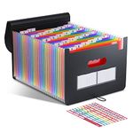 ThinkTex Accordian File Organiser, 26 Pockets Expanding File Folders, Monthly Bill Receipt Documents Organiser, Colorful Tabs, Letter/A4 Size