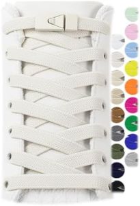 Stepace 2 Paar Elastische Schnürsenkel ohne Binden - 8mm Breit Flache Hohe Elastizität mit Metallschnalle für Sneaker Kinder Erwachsene Off White 120