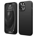 elago Compatible with iPhone 13 Pro Max Case, Liquid Silicone Case, Full Body Screen Camera Protective Cover, Shockproof, Slim Phone Case, Anti-Scratch Soft Microfiber Lining, 6.7 inch (Black)