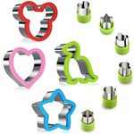 Stainless Steel Sandwich Cutters Set for Kids, 4 Pieces Bread Cutters Mickey Mouse, Dinosaur, Star, Heart Shape and 6 Pieces Vegetable Fruit Cutter Crust Cutter for Bento Lunch or Kids’ Party Supplies