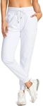 G Gradual Women's Joggers Pants with Zipper Pockets Drawstring Tapered Running Sweatpants for Women Lounge, Jogging, Workout, Athletic, Casual, Exercise, Training, Pants for Women Lounge, Jogging, Workout, Athletic, Casual, Exercise, Training, White, Medium