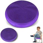 Physioworx Wiggle Seat - Inflatable Wobble Cushion for Posture, Concentration and Fidget Limitation - Sensory Seat - 35cm Diameter - for Kids with ADHD - 2 Tactile Surfaces - Calming Deep Purple