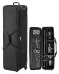 VEVOR Studio Equipment Trolley Case, 51.57 x 14.37 x 14.96 in / 131 x 36.5 x 38 cm, Rolling Camera Bag, Carrying Bag with Wheels Straps Padded Compartment Handle, for Light Stands, Tripods, Telescopes