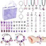 DIY Bracelet Making Kit for Girls, Charm Jewelry Making Kit with Bracelet Beads Snake Chain, Jewelry Gift Set Birthday Christmas Gifts for Kids Girls Teens (Purple)