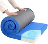 HOMBYS Portable Memory Foam Camping Mattress for Outdoor Sleeping, 3" Thick Waterproof Roll Up Camping Mattress Pad Mat for Travel Truck Bed Tent (Navy Blue, Small Single-72"x24"x3")