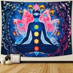 Betylifoy Seven Chakra Tapestry Colorful Psychedelic Mandala Tapestry Yoga Meditation Tapestry Wall Hanging Indian Hippie Tapestry Wall Art Decor for Bedroom Living Room (58"x79"(148x200cm))