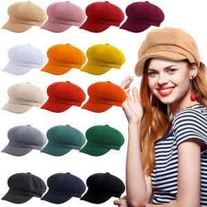 Toulite 16 Pcs Women Newsboy Hat Wool Visor Beret Cap 8 Panels Cabbie Sailor Hats Hippie Vintage Newsboy Octagonal Fiddler Hats for Women Girls