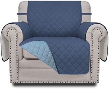 Easy-Going Chair Sofa Slipcover Reversible Sofa Cover Water Resistant Couch Cover Furniture Protector Cover with Elastic Straps for Pets Kids Children Dog Cat (Chair, Dark Blue/Light Blue)