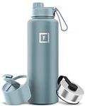 IRON °FLASK Camping & Hiking Hydration Flask with 3 Lids - Stainless Steel, Double Walled & Vacuum Insulated Water Bottle - Leak Proof & BPA Free (Elemental Gray, Spout - 40 oz)