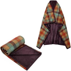 forestfish Fleece Wearable Blanket Oversized, Comfy Lightweight Lap Blanket Poncho Throw with Buttons, 63“x 55”(Multicolor)