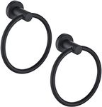 WALLERRY 2 Pack Black Towel Ring Hand Towel Holder for Bathroom Hand Towel Racks Wall Mount Bathroom Hardware Simple Round Towel Hanger SUS 304 Stainless Steel, Matte Black