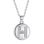 J.Endéar Initial Letter H Necklace for Women Girls Sterling Silver with Zirconia Personalised Gifts 40+5cm Adjustable