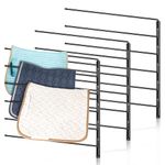 Maxcheck 2 Set Saddle Blanket Rack Saddle Pad Rack Saddle Racks 180 Degree Swing out Wall Mount Twelve (12) Well Spaced Saddle Stand Horse Trailer Accessories for Various Accessories, Black (6 Column)