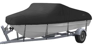 NEXCOVER Boat Cover, Waterproof Heavy Duty Boat Covers Trailerable Runabout Boat Cover Fit V-Hull, TRI-Hull, Pro-Style, Fishing Boat, Runabout, Bass Boat, Storage Bag and Tightening Straps Included