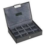 Stackers - Men's Executive Black Mini Lidded with Grey Velvet Finish Lining