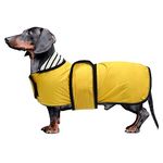 Dachshund Raincoat Waterproof, Perfect for Dachshund Sausage Corgi Long Back breeds with Reflective Stripe Rain Coat for Dogs Great Coverage in Autumn Winter - Yellow - M