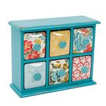 The Pioneer Woman Vintage Floral 6-Ceramic Drawers Spice /Tea Box With Unique Patterns (Ceramic Drawers Are Removable And Dishwasher Safe)