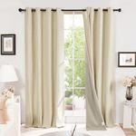 Deconovo Faux Linen Full Blackout Curtains Eyelet Thermal Insulated Curtains, Light Blocking, Solid Natural Curtains for Bedroom, W52 x L72 Inch Linen One Pair