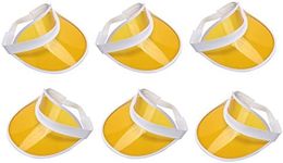 Nicky Bigs Novelties Retro Tennis Beach Plastic Sun Visors Hats, (Pack of 6), Yellow, One Size