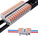 50PCS DIN Rail Connectors Block Terminal Kit,Universal Class Terminal Blocks Kit with Rail Clamp Marking Strips for Electrical Wires (10)