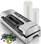 Vacuum Sealer Machine, Potane Commercial Pro Vacuum Food Sealer with Easy-Lock Handle, Built-in Cutter and Bag Storage, Dry&Moist Food Modes, Auto&Manual Sealing Options, 2 Bags Rolls, Stainless Steel