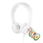 ONANOFF Buddyphones Explore, Volumelimiting Kids Headphones, Foldable and Durable, Builtin Audio Sharing Cable with Inline Mic, Best for Kindle, Ipad, iPhone and Android Devices, Snow White