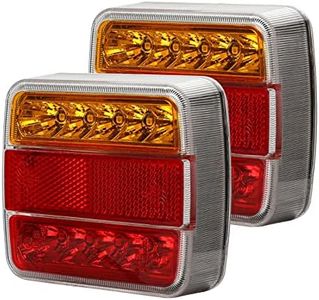 Qiping 2 Pcs Luces Traseras Remolque 12V LED, Piloto Trasero Camión 5 Funciones - Luz de freno integrada, luz de posición, luz de matrícula, señal de giro - Homologados E11