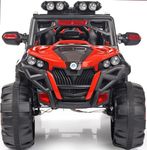 Miniature Mart Kids 4x4 Battery Operated Ride on 5 Motors 12v Big Size Jeep with Swing/Rocking with Remote & Mobile App Control | 1 Year Warranty | Free Video Call Consultation (Red)