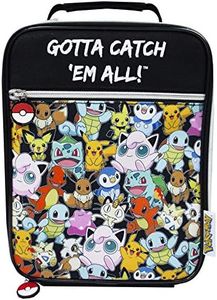 Pokemon Gotta Catch 'EM All Official Insulated Lunch Bag Zip Up Lunch Box with Drink Bottle Holder