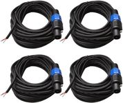 Seismic Audio - SPRW50 (4 Pack) - 50 Foot Raw Wire to Speakon Speaker Cable - 16 Guage - PA/DJ/Home Audio